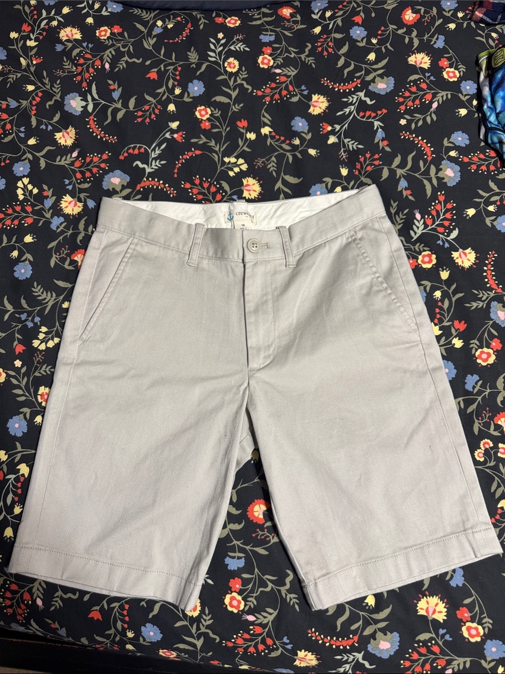 J. Crew Crewcuts Boys Khaki Stone Flat Front Chino Shorts Size 10